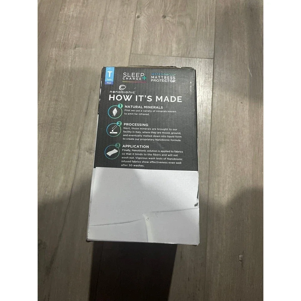 SleepCharge Nanobionic Waterproof Fitted Mattress Protector, Twin
